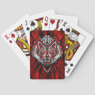 Baraja De Cartas Diseño Totémico Tribal Haida de Lobo