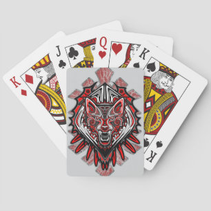 Baraja De Cartas Diseño Totémico Tribal Haida de Lobo
