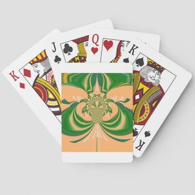 Baraja De Cartas Diseño verde amarillo. (Reverso)