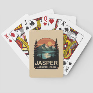 Baraja De Cartas Diseño Vintage de Montaña del Parque Nacional Jasp