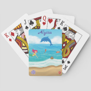 Baraja De Cartas Diversión personalizada en Sun Mermaid Dolphin Bea