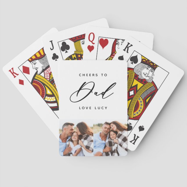Baraja De Cartas divertida escritura de papá multifoto (Reverso)