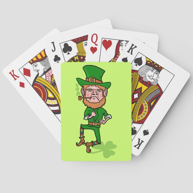 Baraja De Cartas Divertido Angry Lucky Irish Leprechaun (Reverso)