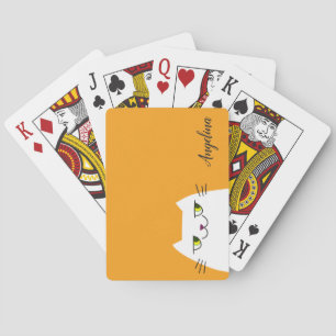 Baraja De Cartas Divertido Gato Blanco Moderno Mango Mojito Monogra