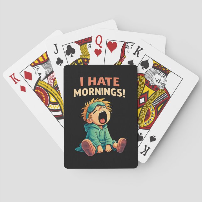 Baraja De Cartas Divertido Odio las Mañanas Soñoliento (Reverso)