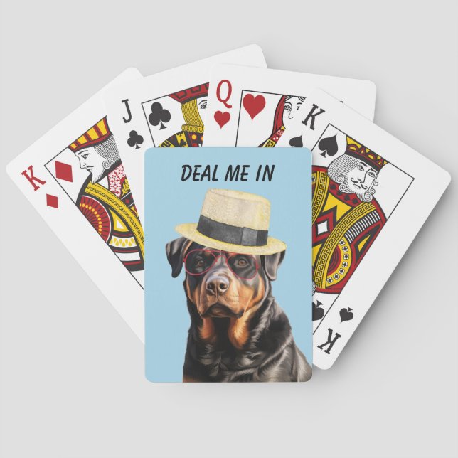Baraja De Cartas Divertido perro de Rottweiler Tráeme (Reverso)