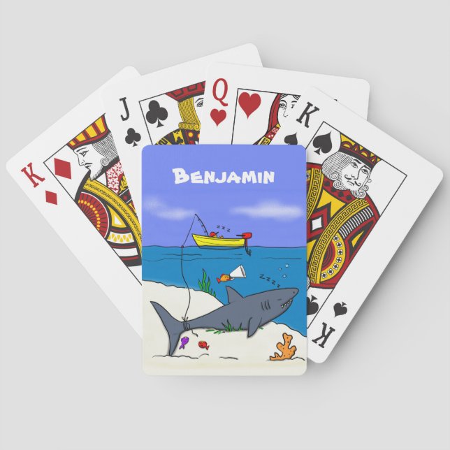 Baraja De Cartas Divertido tiburón durmiente y personalizado de pes (Reverso)