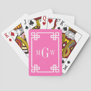 Baraja De Cartas DIY BG Clave Griega Elegante Marco Blanco 3I Rosa