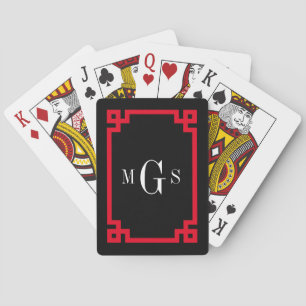 Baraja De Cartas DIY Colores Marco de Llave Griega #2 Monograma Neg