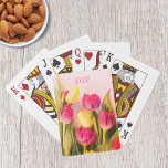 Baraja De Cartas DIY Pink Monogram/Name, Pink & Yellow Tulips<br><div class="desc">Personalize this stylish and Trendy Pink Monogram with your 3 initials (or name) on a photo of Pink & Yellow Tulips.</div>