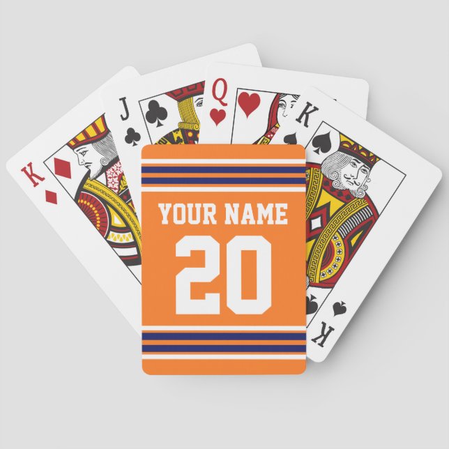 Baraja De Cartas DIY Team Jersey Stripes Navy Naranja blanco (Reverso)