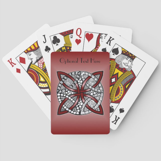 Baraja De Cartas Doble Boda Ring Celtic Knot Pattern Red (Reverso)