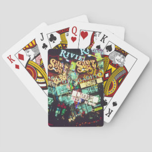 Baraja De Cartas Doble exposición, señales de casino, Las Vegas,