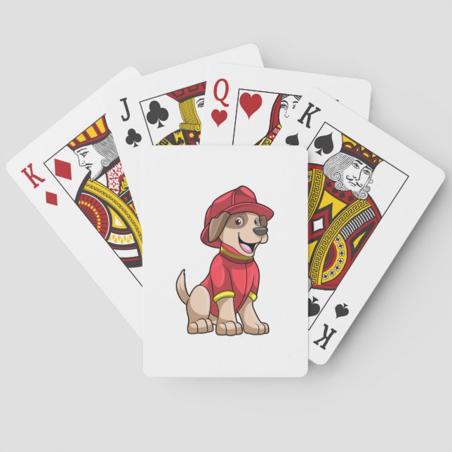 Baraja De Cartas Dog as Firefighter with Fire helmet (Reverso)