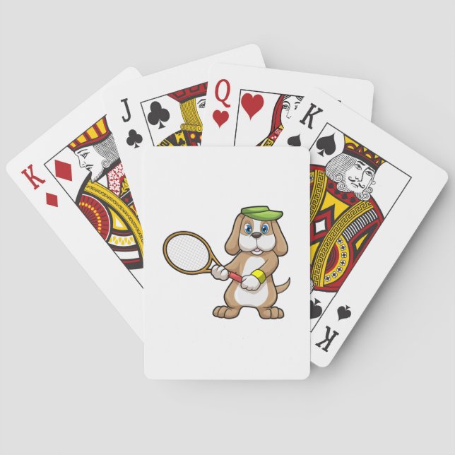 Baraja De Cartas Dog at Tennis with Tennis racket & Cap (Reverso)