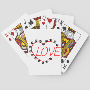 Baraja De Cartas Dog Paws Red Heart Love