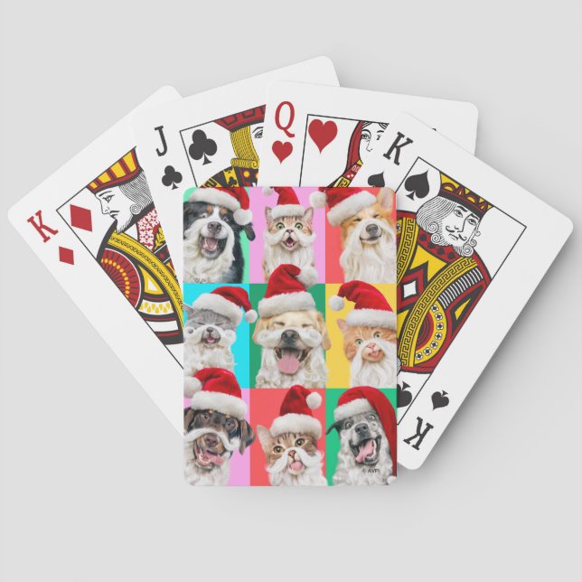 Baraja De Cartas Dogs and Cats with Santa Beard (Reverso)