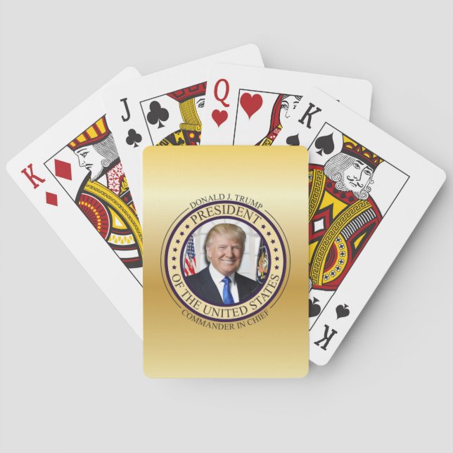 BARAJA DE CARTAS DONALD TRUMP COMANDANTE EN PRESIDENTE DE ORO JEFE (Reverso)