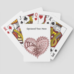 Baraja De Cartas Doodle de Fuego del Corazón Rojo