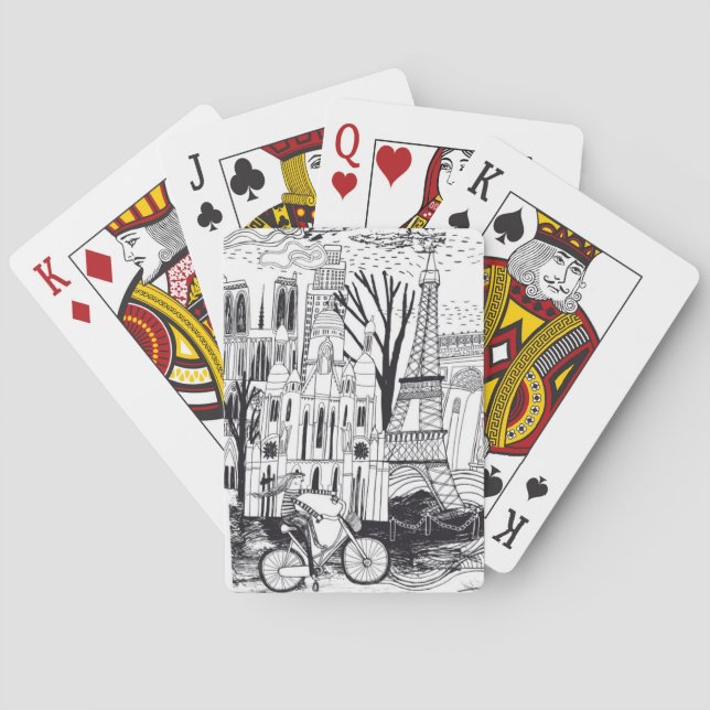 Baraja De Cartas Doodle de París Francia (Reverso)
