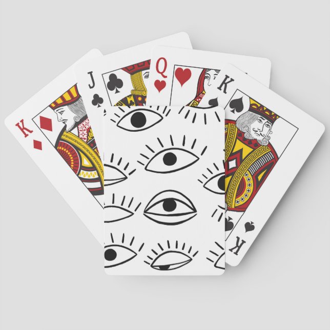 Baraja De Cartas Doodle eye, patrón creativo sin costuras. (Reverso)
