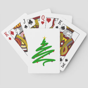 Baraja De Cartas Doodle verde de árbol de Navidad Minimalista