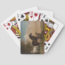 Baraja De Cartas Dos caballos en un prado cerca de una puerta (Paul