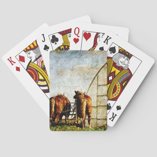 Baraja De Cartas Dos Caballos Listos Para Trabajar (Reverso)