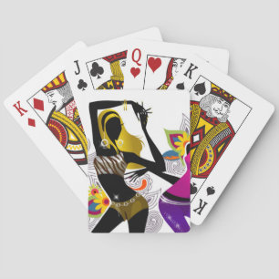 Baraja De Cartas Dos Chicas bailando con Illustr vectorial de fondo