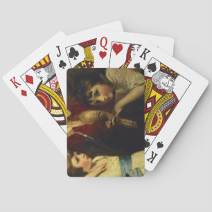 Baraja De Cartas Dos chicas, uno que juega con una máscara, detalle