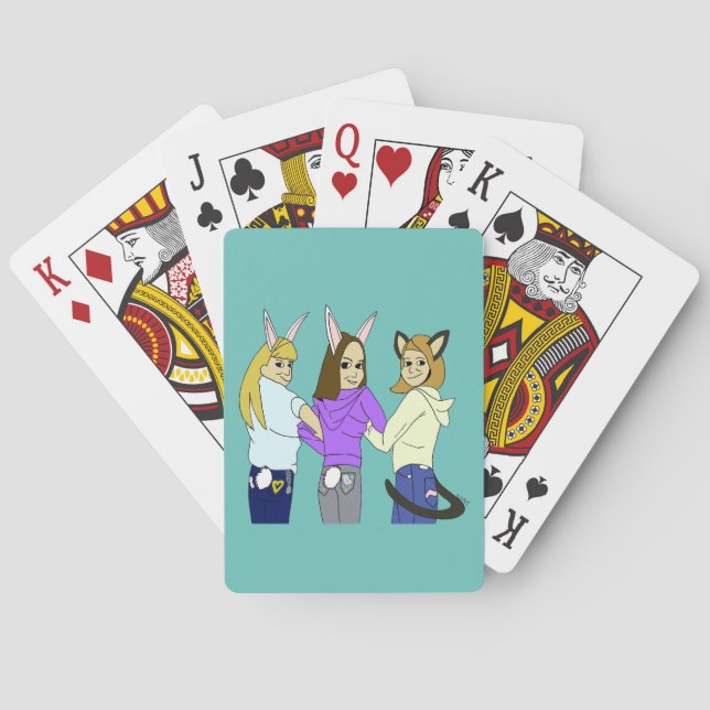 Baraja De Cartas Dos conejos y un gatito (Reverso)