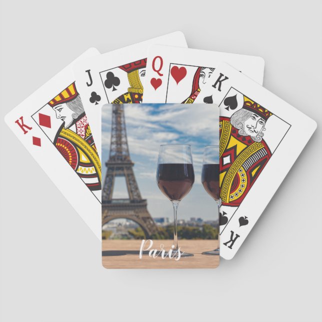 Baraja De Cartas Dos copas de vino con Torre Eiffel (Reverso)