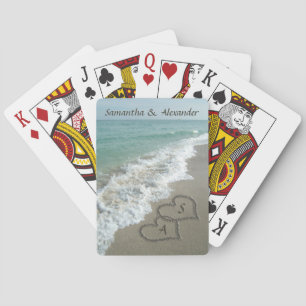 Baraja De Cartas Dos corazones de arena en la boda de la playa