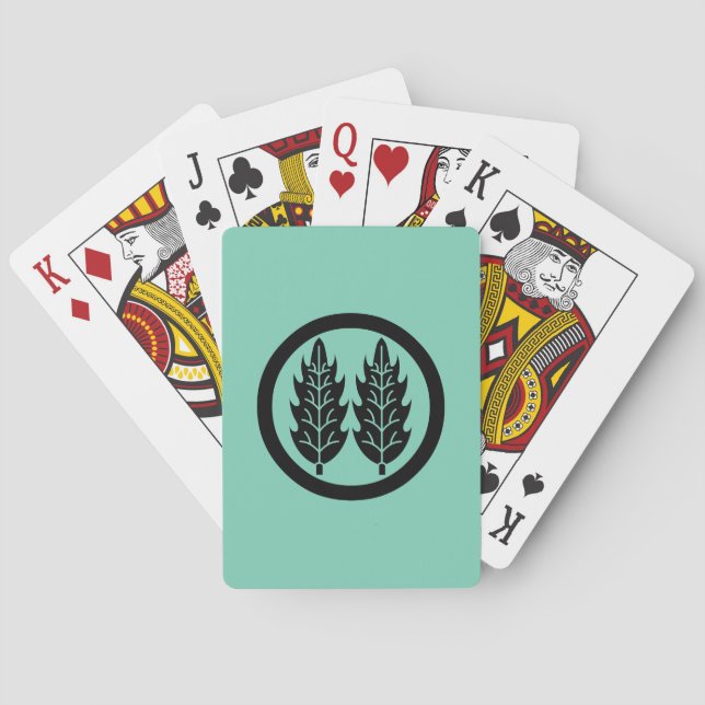 Baraja De Cartas Dos hojas de acebo paralelas en círculo (Reverso)