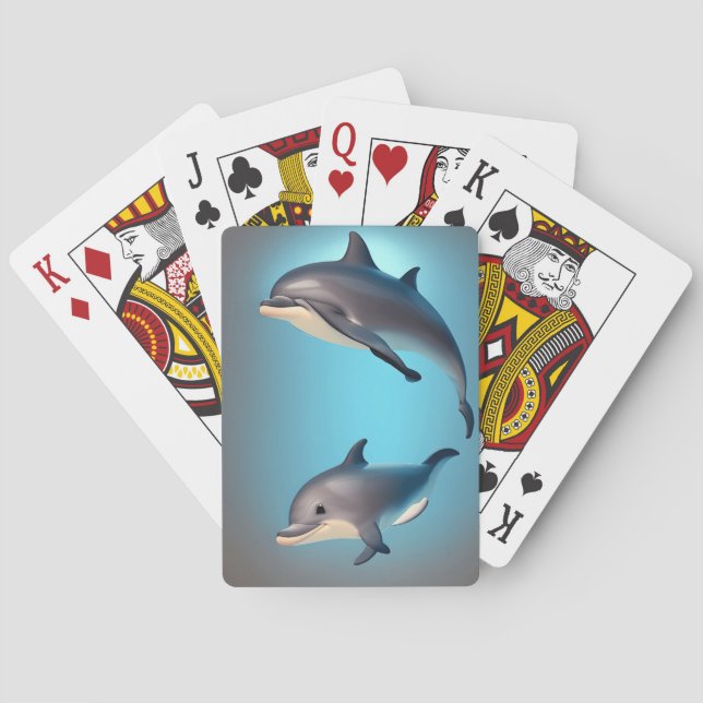 Baraja De Cartas Dos lindos delfines ilustracion 3d (Reverso)
