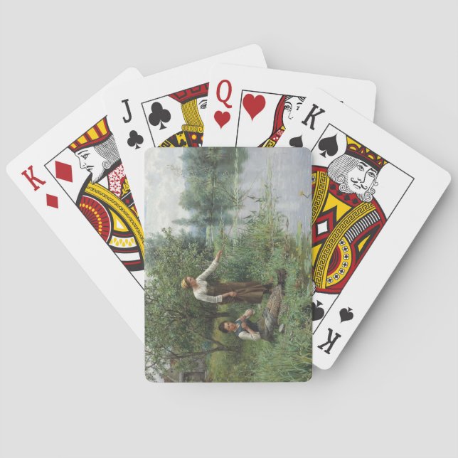 Baraja De Cartas Dos mujeres pescando en la hierba junto al río (Reverso)