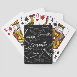 Baraja De Cartas Dos nombres pareja patrón monograma blanco negro