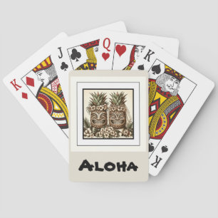 Baraja De Cartas Dos novios cabeza de tiki de piña gay retro boda 