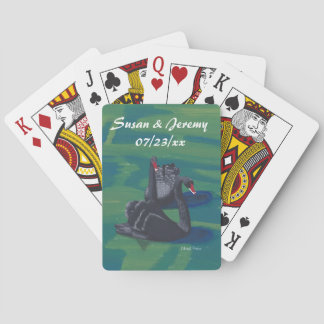 Baraja De Cartas Dos tarjetas de juego de los cisnes negros que nad