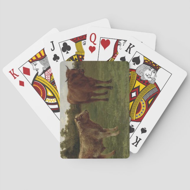 Baraja De Cartas Dos vacas en un campo (por Rosa Bonheur) (Reverso)