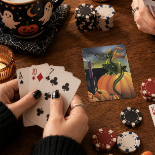 Baraja De Cartas Dragón de calabaza verde de otoño Fantasía de Hall