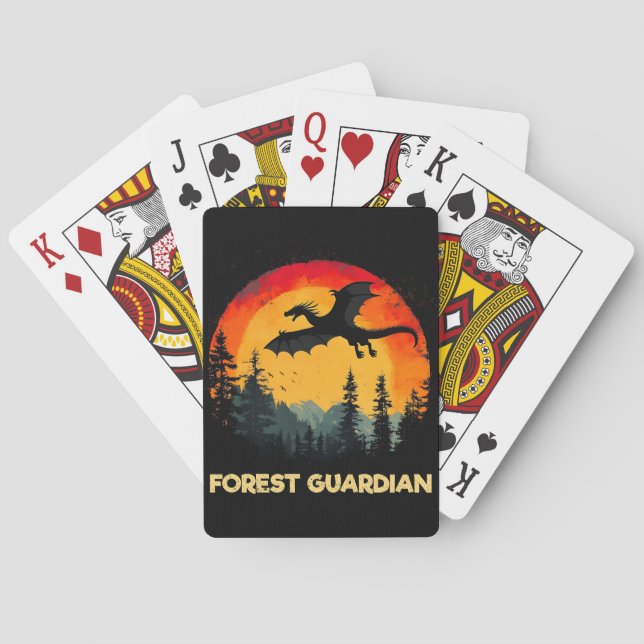 Baraja De Cartas Dragón del bosque del atardecer (Reverso)