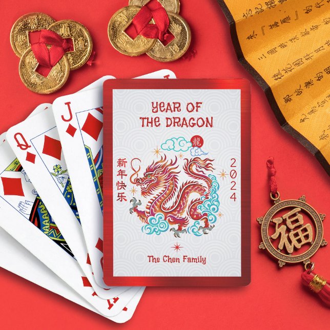 Baraja De Cartas Dragón del Petróleo Rojo Año Nuevo Lunar Chino 202 (Subido por el creador)