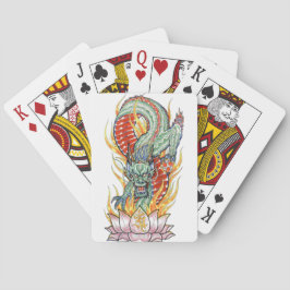 Baraja De Cartas Dragón japonés y flor de loto