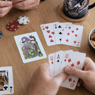 Baraja De Cartas Dragón Mago Celta Fantasía Púrpura
