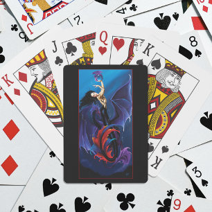 Baraja De Cartas Dragones Góticos Azules Sirena Fantasía Púrpura 