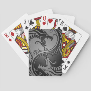 Baraja De Cartas Dragones, gris y negro de Yin Yang
