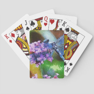 Baraja De Cartas Dragonfly azul sobre el arte de los puntos de ajo 