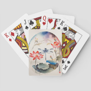 Baraja De Cartas Dragonfly chino y Lotus 1