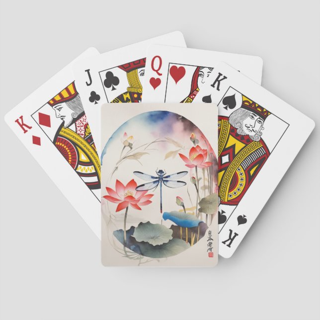Baraja De Cartas Dragonfly chino y Lotus 1 (Reverso)